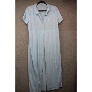 Vanity Fair Vintage Embroidered Button Down Gown-Size Small-Y2K-Long-Collared